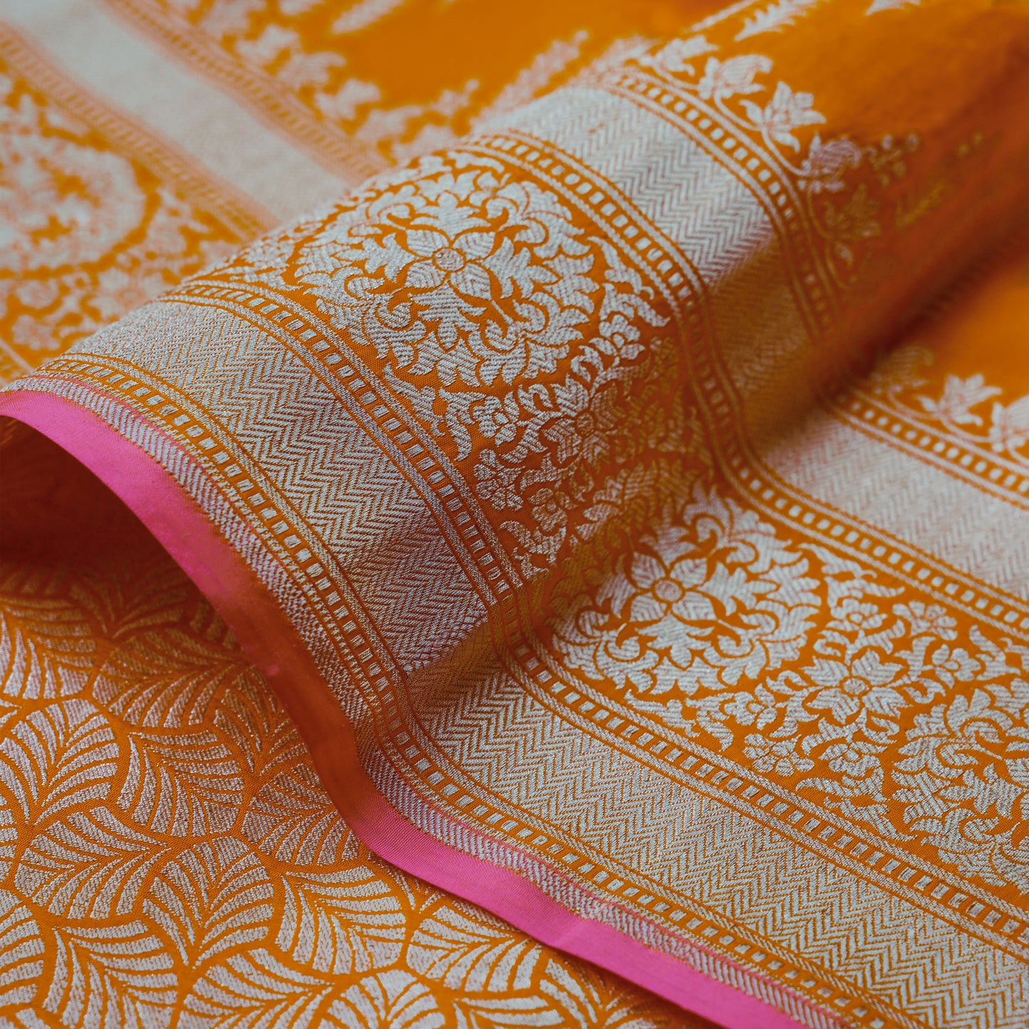 NAVIKA - Orange Banarasi Katan Silk Saree