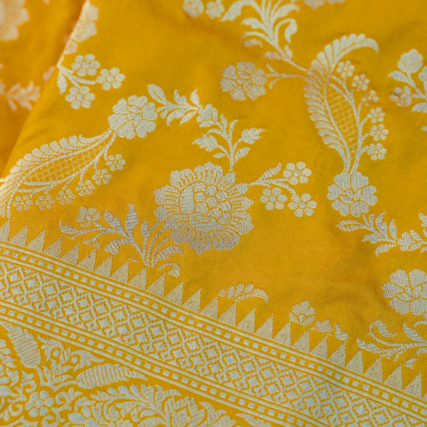 SHRISHTI - Bright Yellow Banarasi Silk Saree