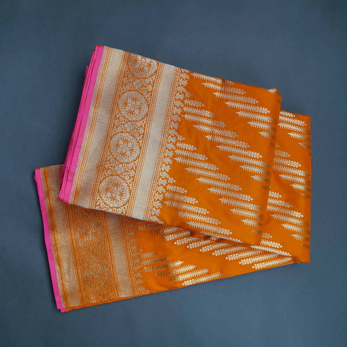 NAVIKA - Orange Banarasi Katan Silk Saree